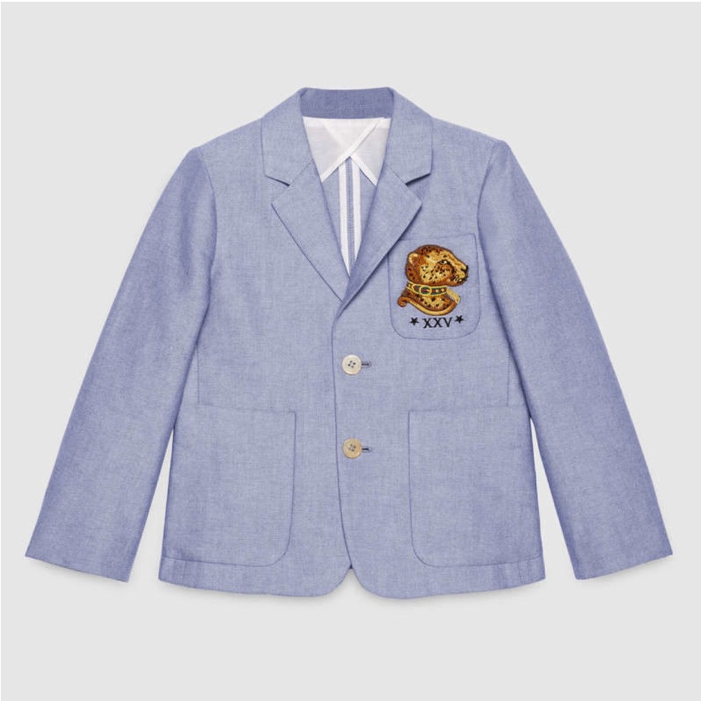 Gucci Oxford embroidered cat blazer jacket